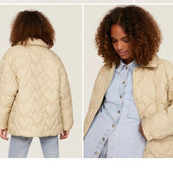 Sandro Gloriana Jacket heart print quilted jacket coat womens size medium - Picture 3 of 7